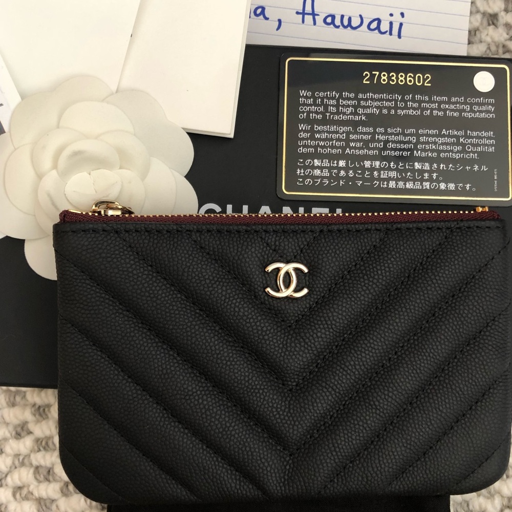 Chanel Mini O Case Chervon matte caviar black